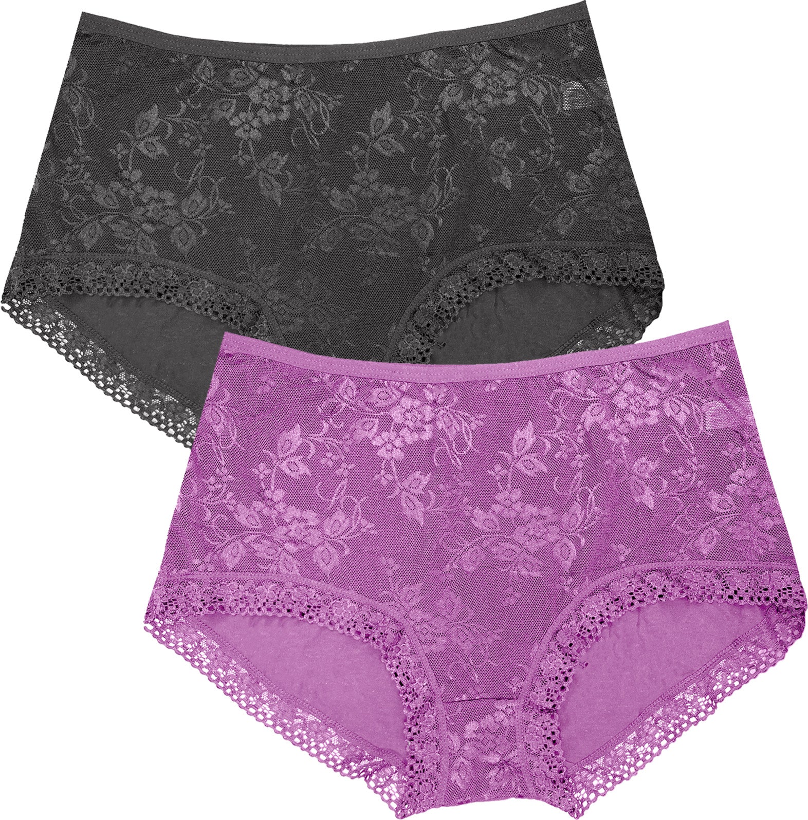 Dressably Women Girls Full Coverage Lace Hipster Panty Underwear Briefs (Pack of 2)