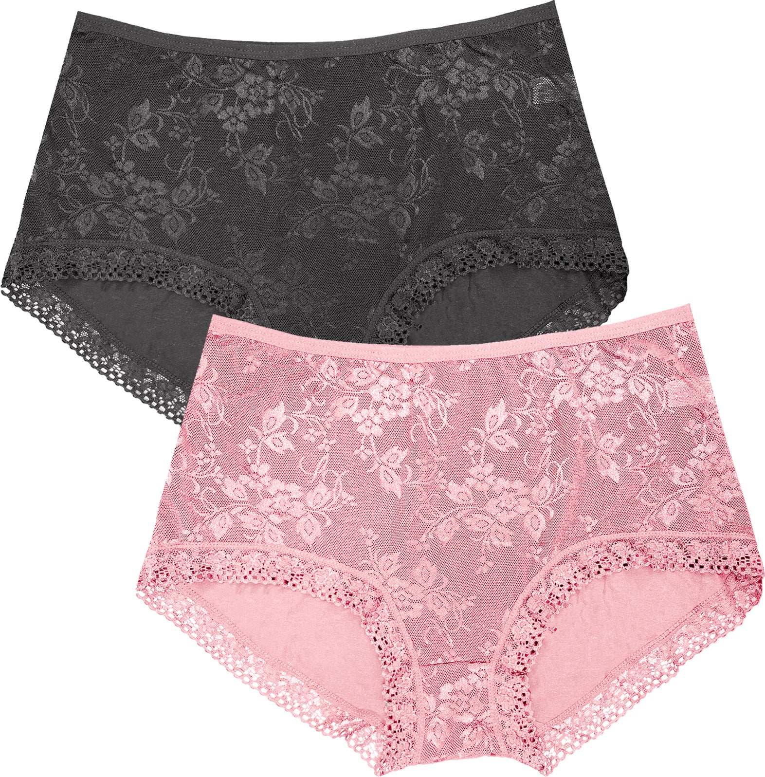 Dressably Women Girls Full Coverage Lace Hipster Panty Underwear Briefs (Pack of 2)