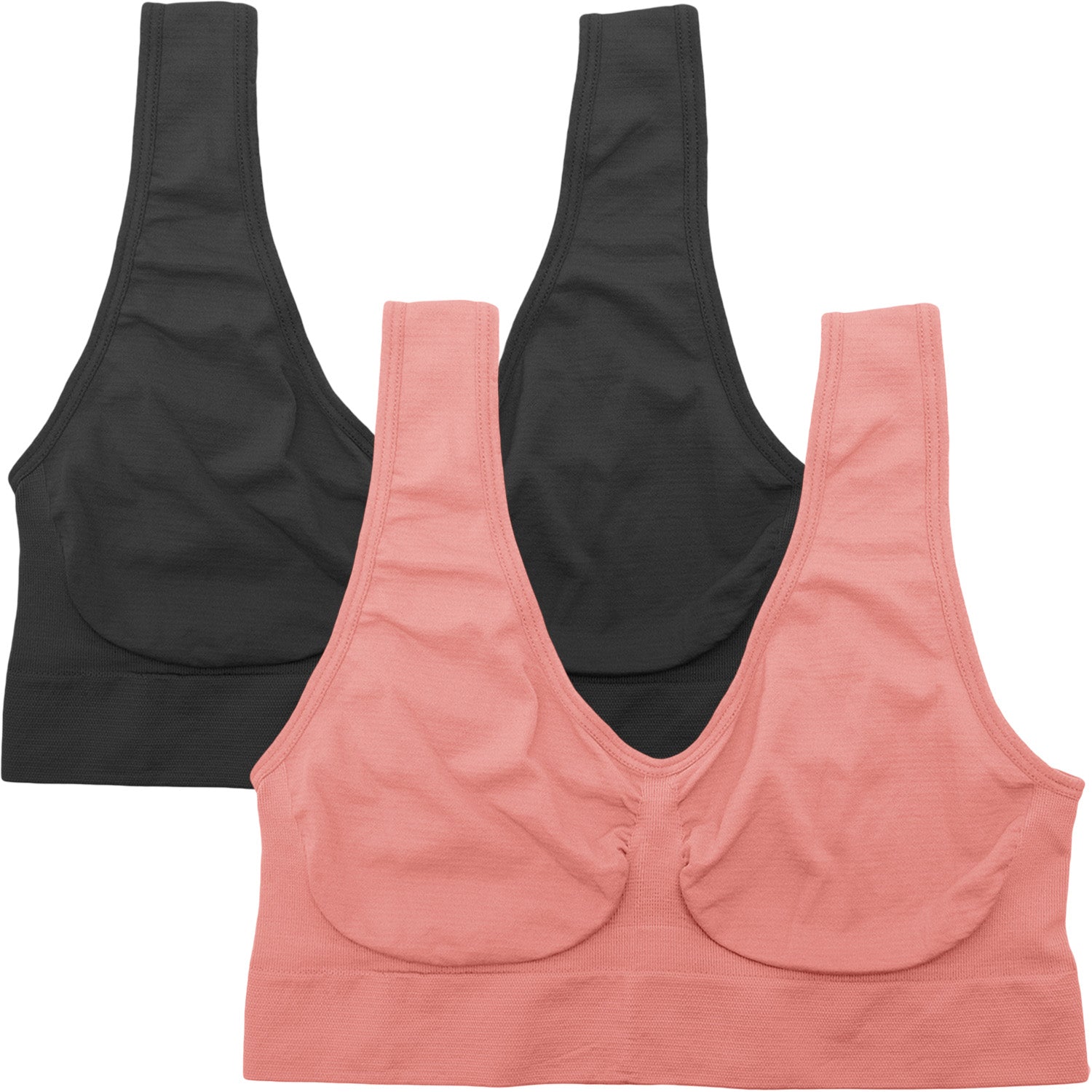 Dressably Women's Sports Bra – Seamless Design, Non-Wired, Non-Padded, Comfortable & Stretchy, Perfect for Daily Wear (Pack of 2)