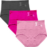 Dressably Women's Multicolor Nylon Cotton High Waist Tummy Control Panty (Pack of 3)