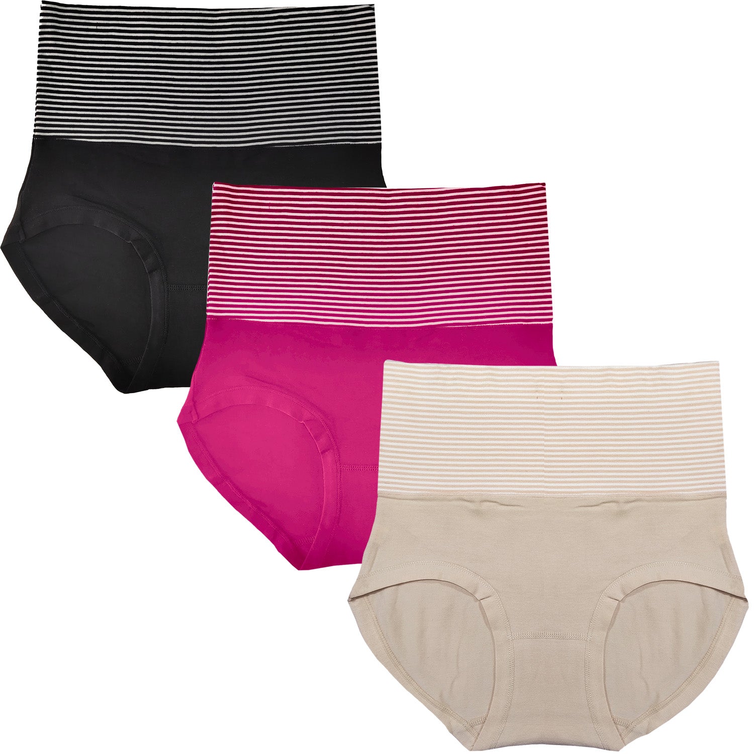 DRESSABLY Women's Combed Cotton High Waist Tummy Control Panty (Pack of 3)