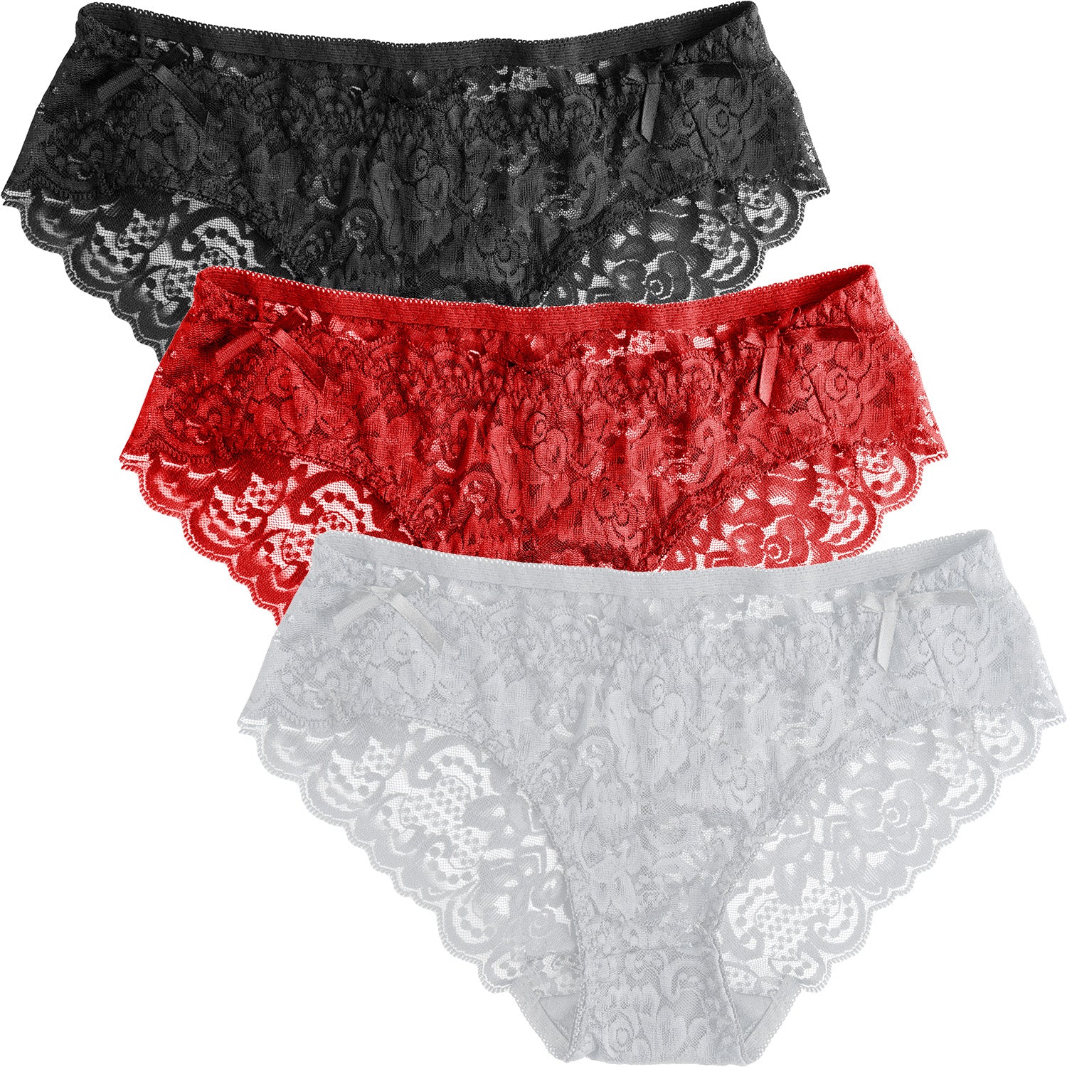 DRESSABLY Womens Underwear Invisible Seamless Bikini Lace Underwear Half Back Coverage Panties Pack of 3