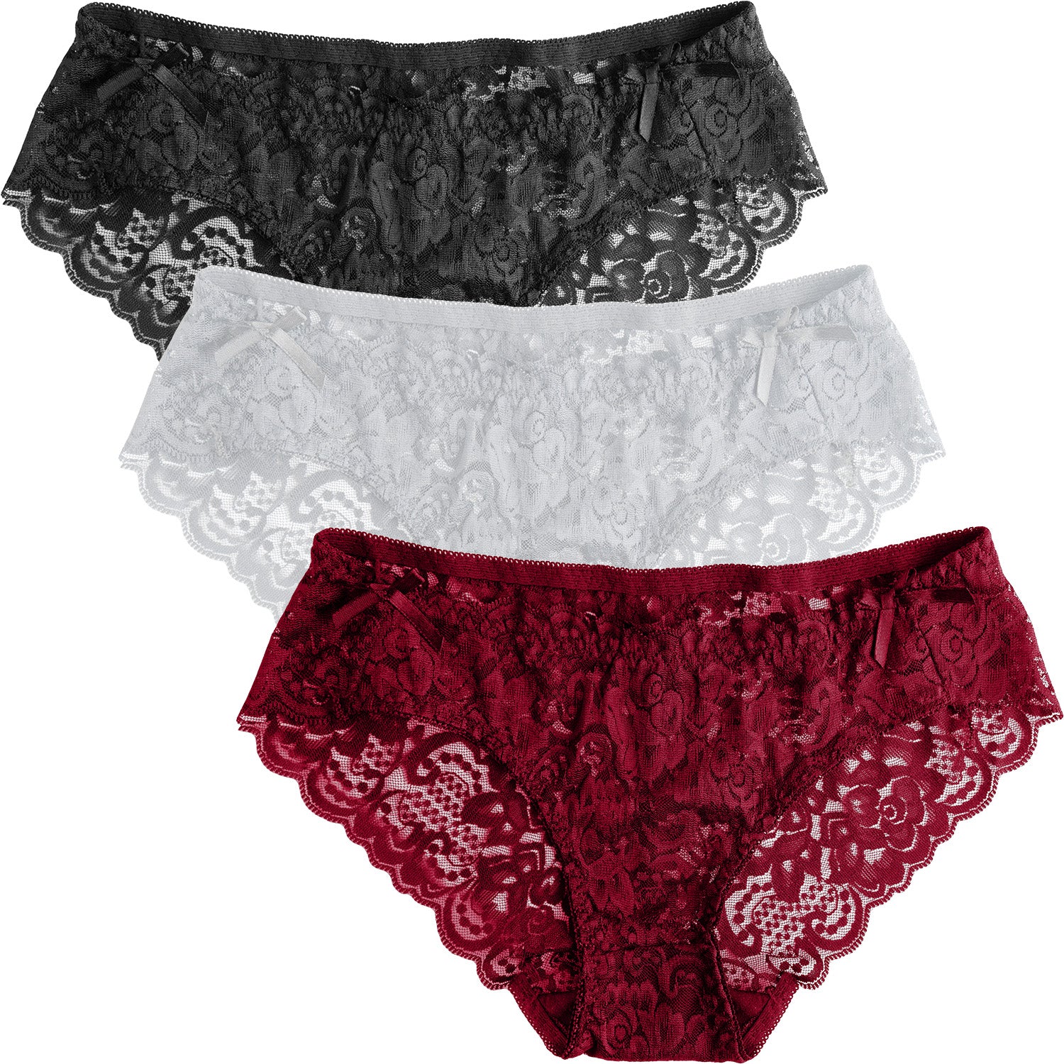 DRESSABLY Womens Underwear Invisible Seamless Bikini Lace Underwear Half Back Coverage Panties Pack of 3