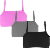 Dressably Pack of 3 Solid Beginner Bras for Girls/Kids Half Slip & Camisole Spaghetti Straps