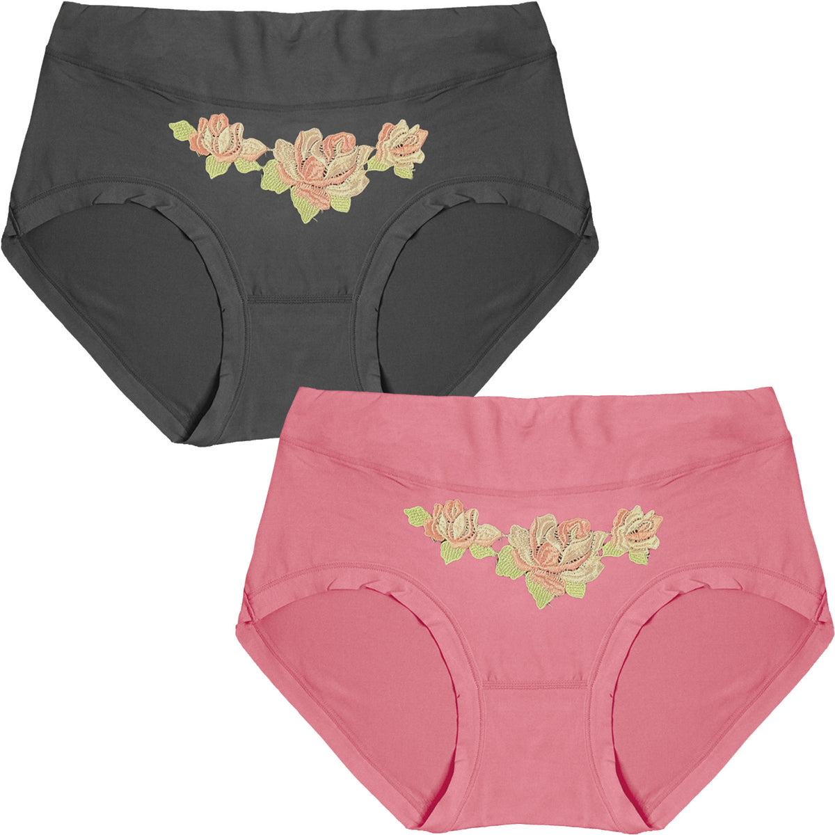 Dressably Women's Nylon Cotton High Waist Tummy Control Panty (Pack of 2)