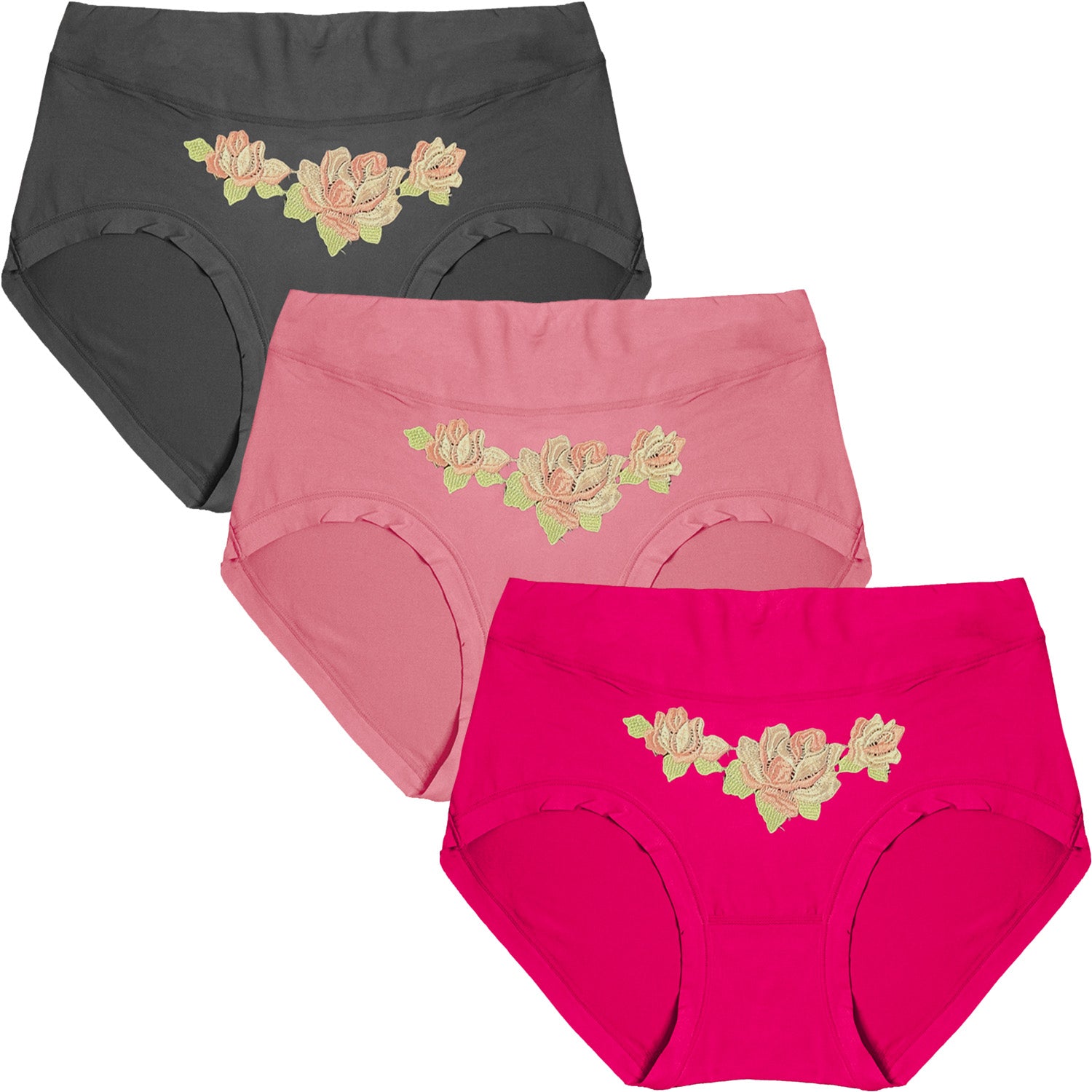 Dressably Women's Nylon Cotton High Waist Tummy Control Panty (Pack of 3)