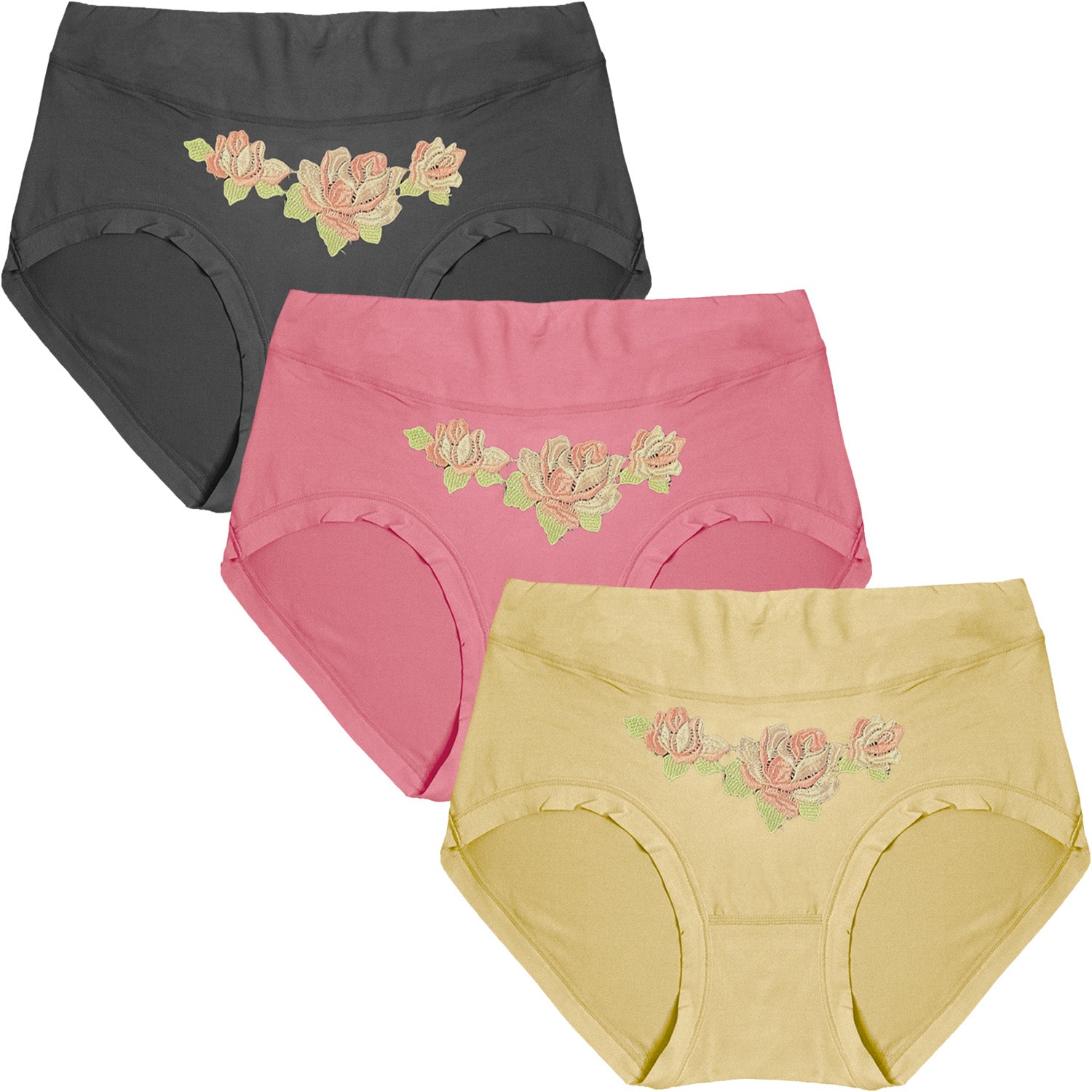 Dressably Women's Nylon Cotton High Waist Tummy Control Panty (Pack of 3)