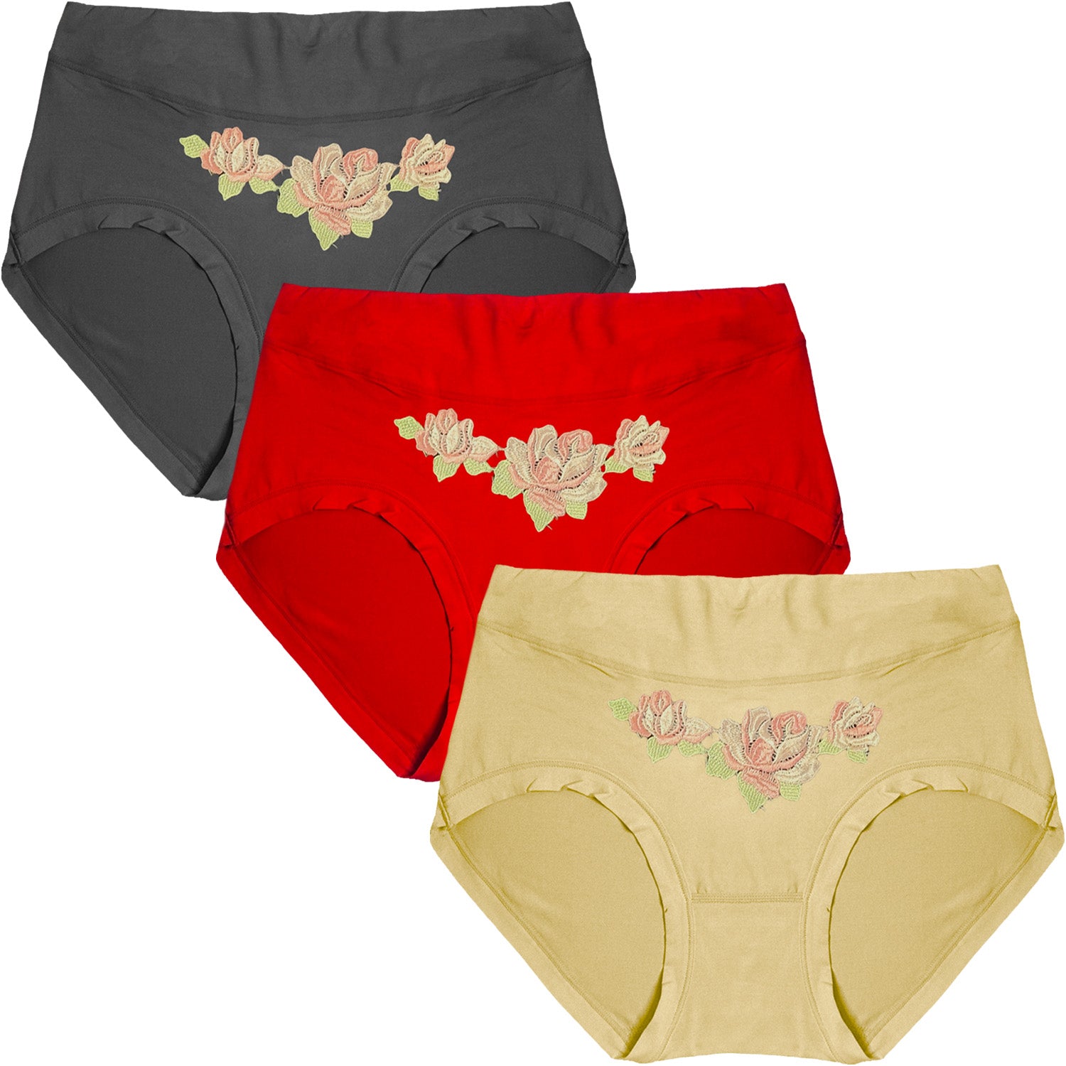 Dressably Women's Nylon Cotton High Waist Tummy Control Panty (Pack of 3)