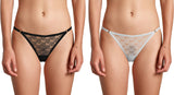 Dressably Women's Lacy Adjustable Free Size Waist Band G-String Thong Panties (Pack of 2)