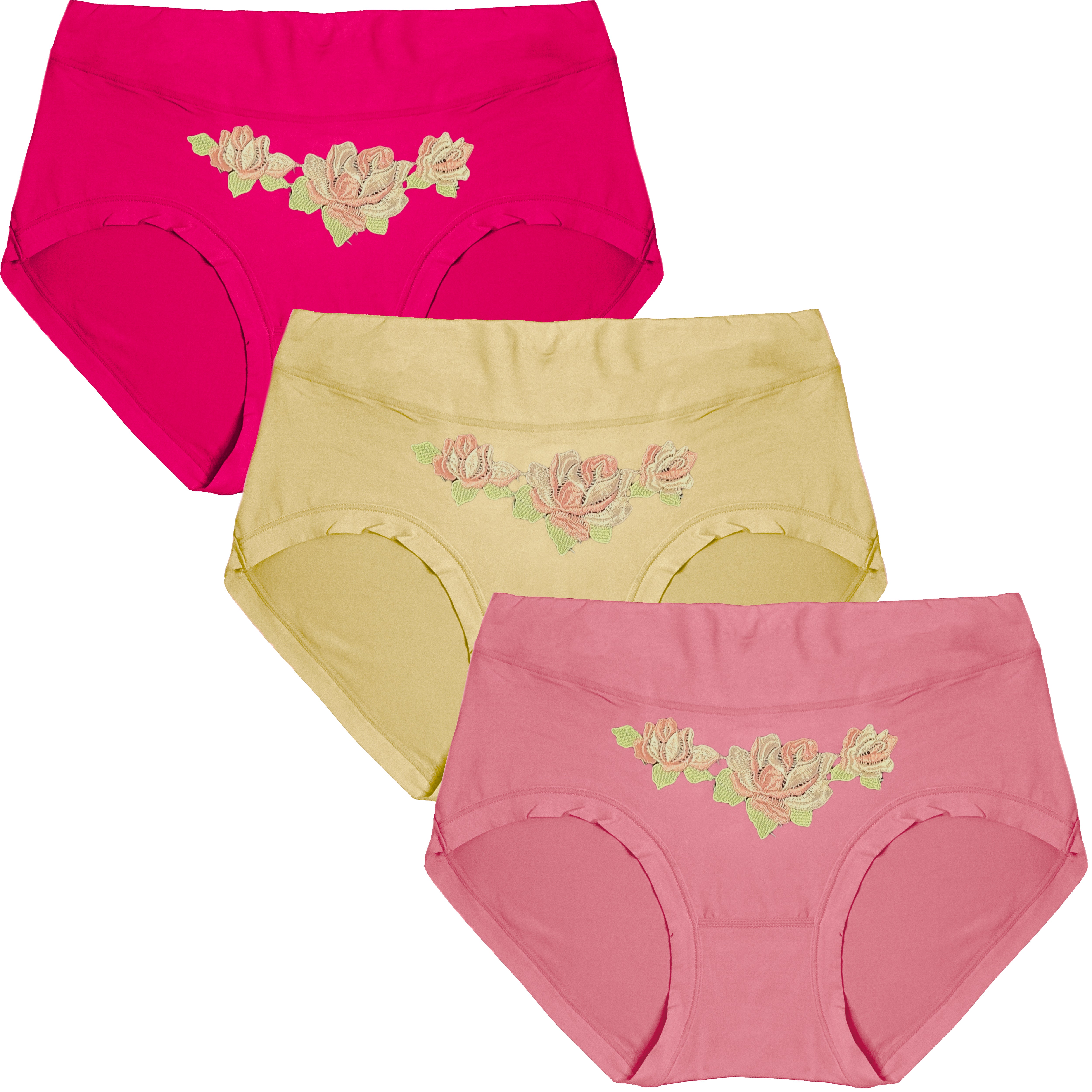 Dressably Women's Nylon Cotton High Waist Tummy Control Panty (Pack of 3)