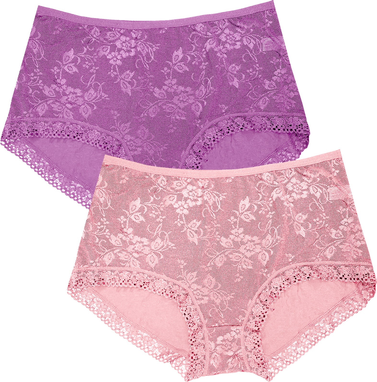 Dressably Women Girls Full Coverage Lace Hipster Panty Underwear Briefs (Pack of 2)