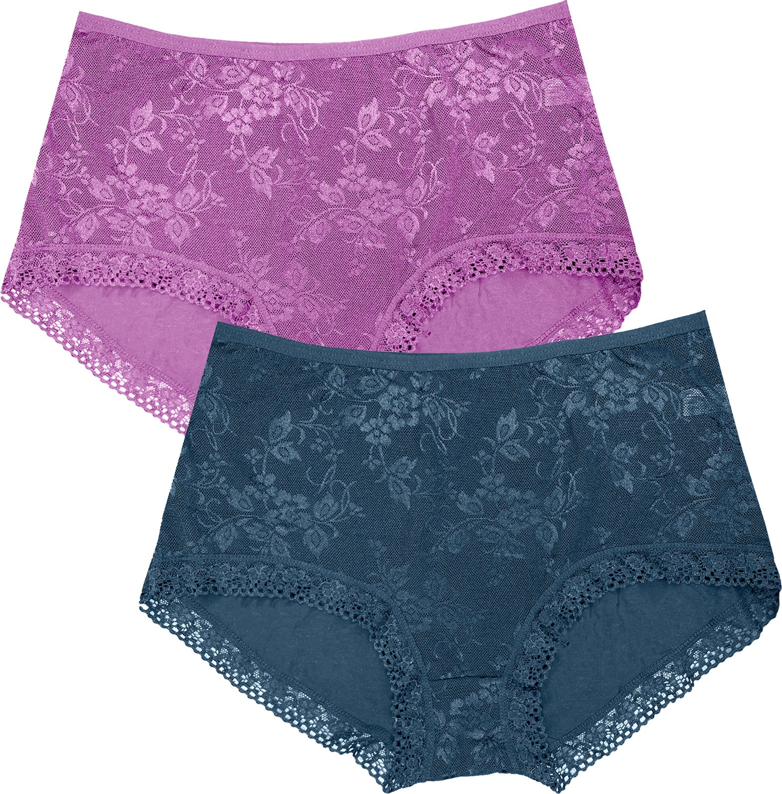 Dressably Women Girls Full Coverage Lace Hipster Panty Underwear Briefs (Pack of 2)