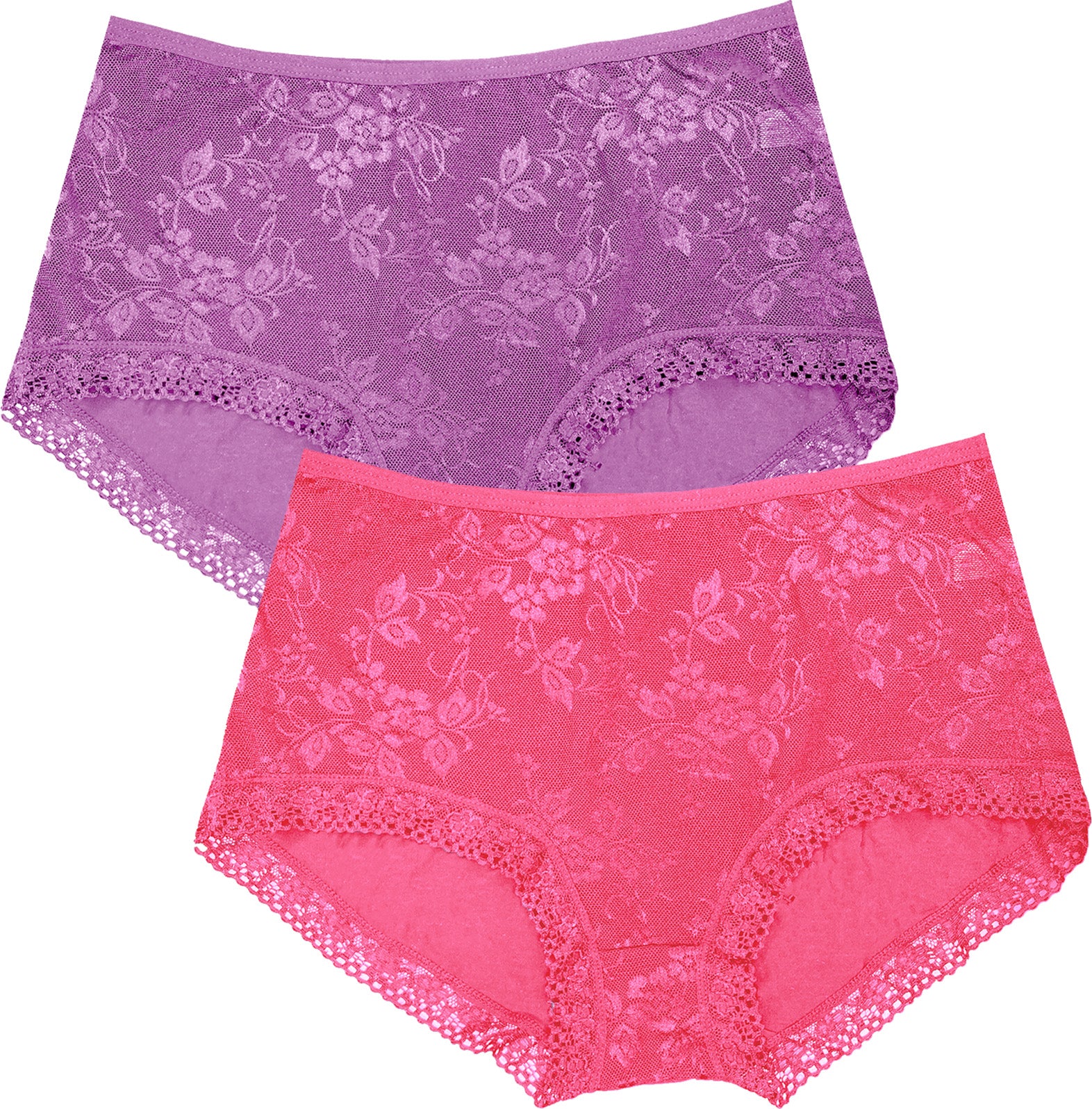 Dressably Women Girls Full Coverage Lace Hipster Panty Underwear Briefs (Pack of 2)