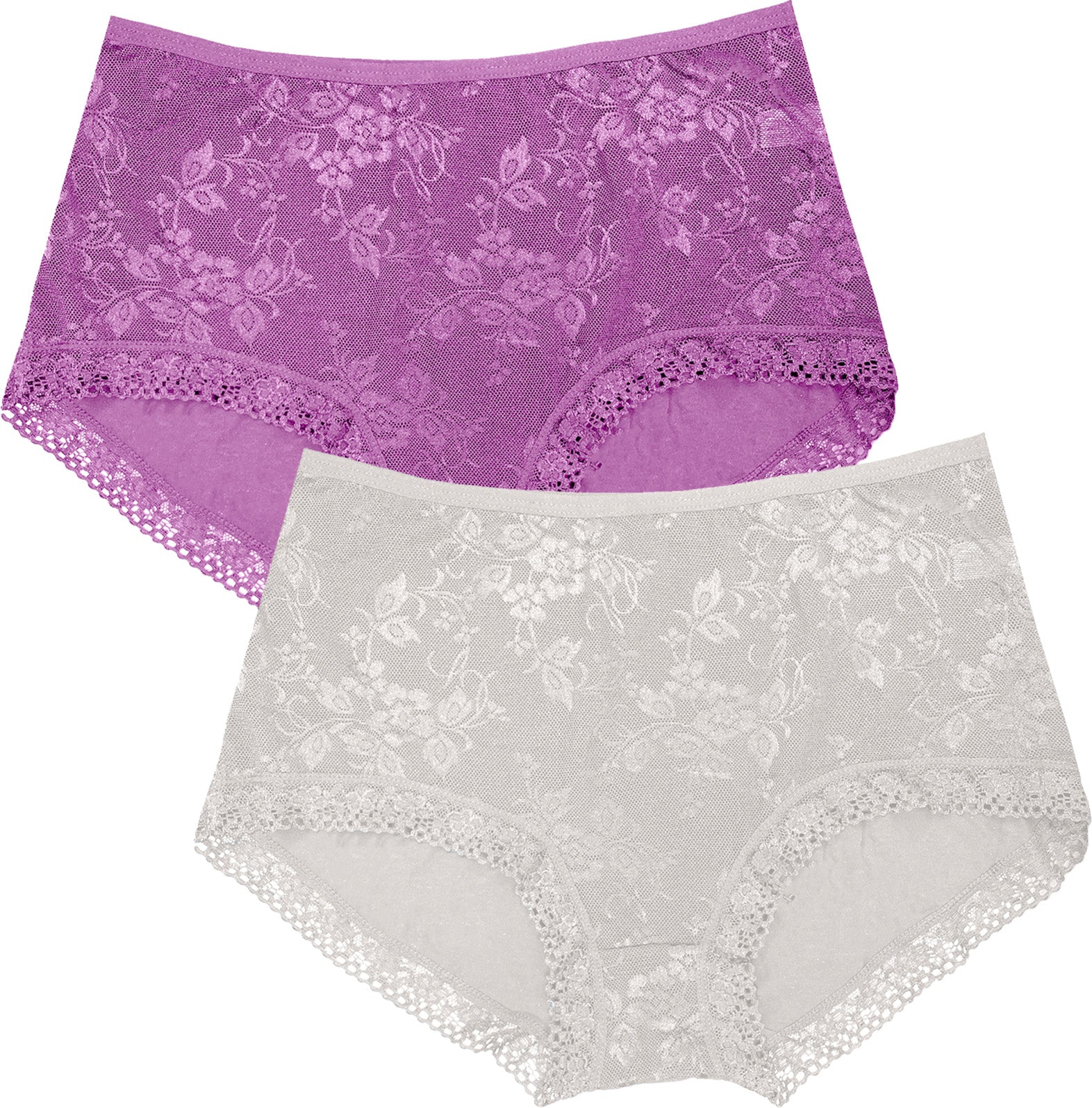 Dressably Women Girls Full Coverage Lace Hipster Panty Underwear Briefs (Pack of 2)