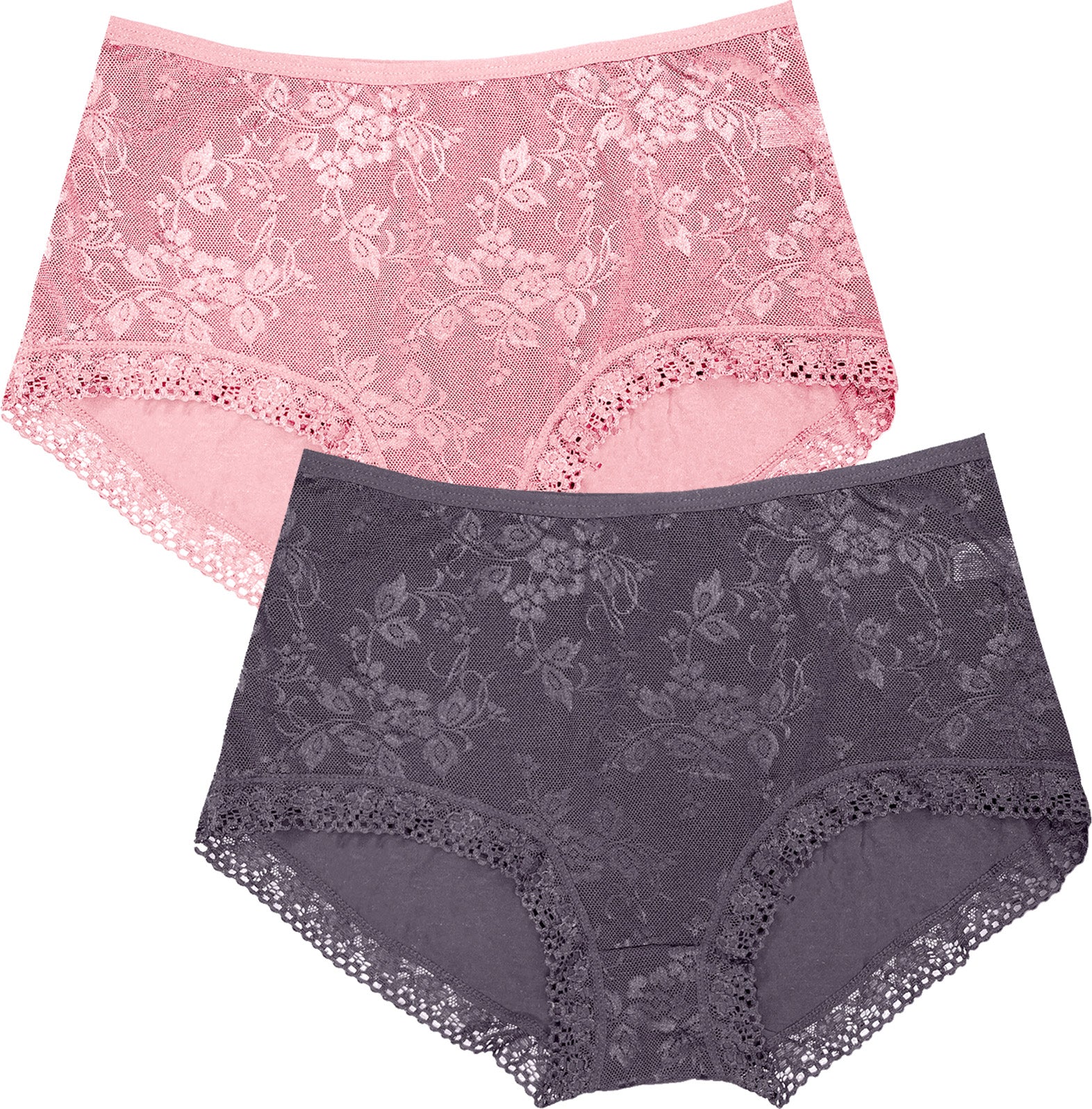 Dressably Women Girls Full Coverage Lace Hipster Panty Underwear Briefs (Pack of 2)