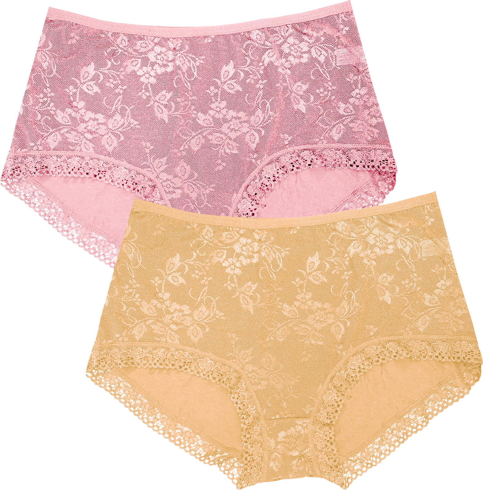 Dressably Women Girls Full Coverage Lace Hipster Panty Underwear Briefs (Pack of 2)