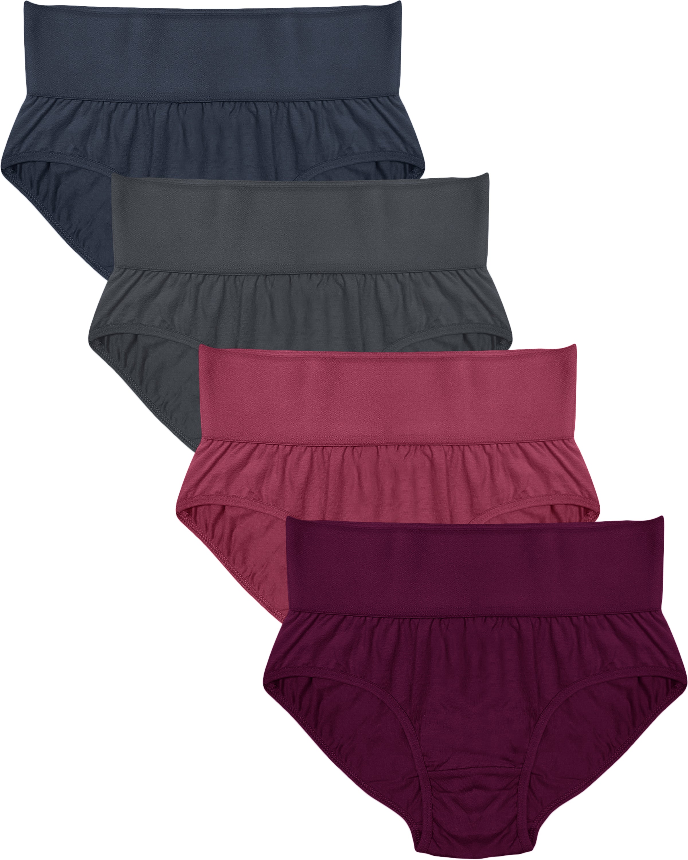 Dressably Soft & Comfy Hipster Panties for Women - Pack of 4, 100% Pure Cotton, Wide Elastic Waistband, Multicolor, Perfect for Everyday Wear