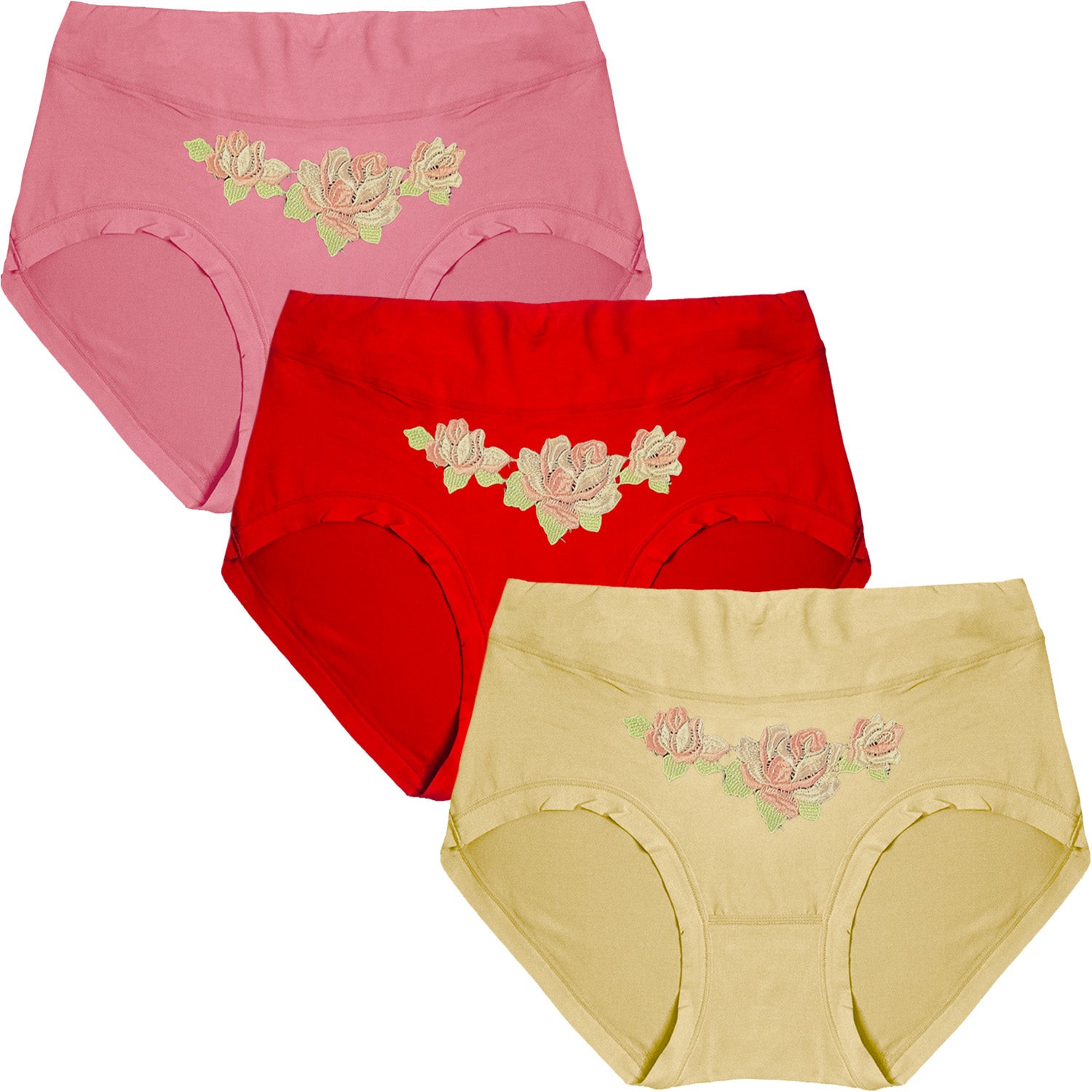 Dressably Women's Nylon Cotton High Waist Tummy Control Panty (Pack of 3)