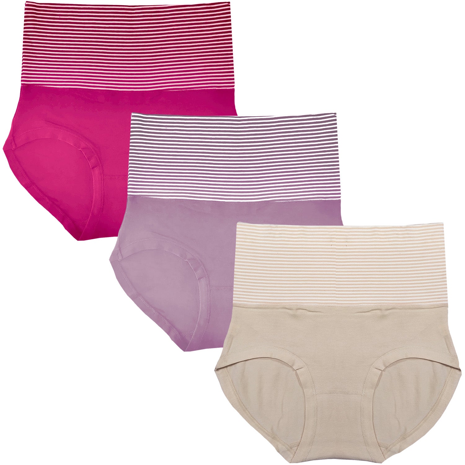 DRESSABLY Women's Combed Cotton High Waist Tummy Control Panty (Pack of 3)