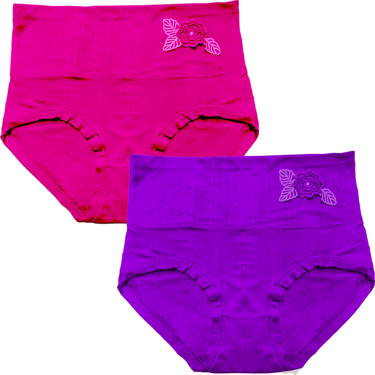 Dressably Women's Multicolor Nylon Cotton High Waist Tummy Control Panty (Pack of 2)