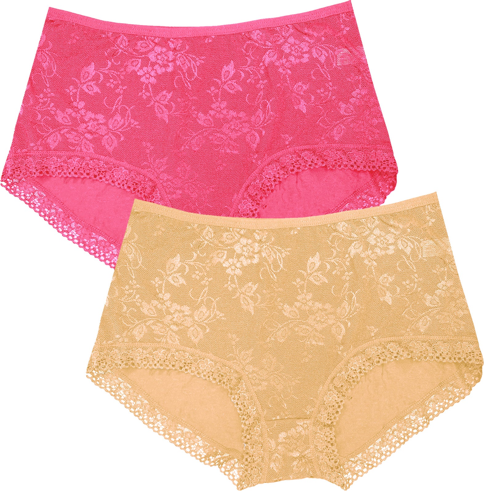 Dressably Women Girls Full Coverage Lace Hipster Panty Underwear Briefs (Pack of 2)