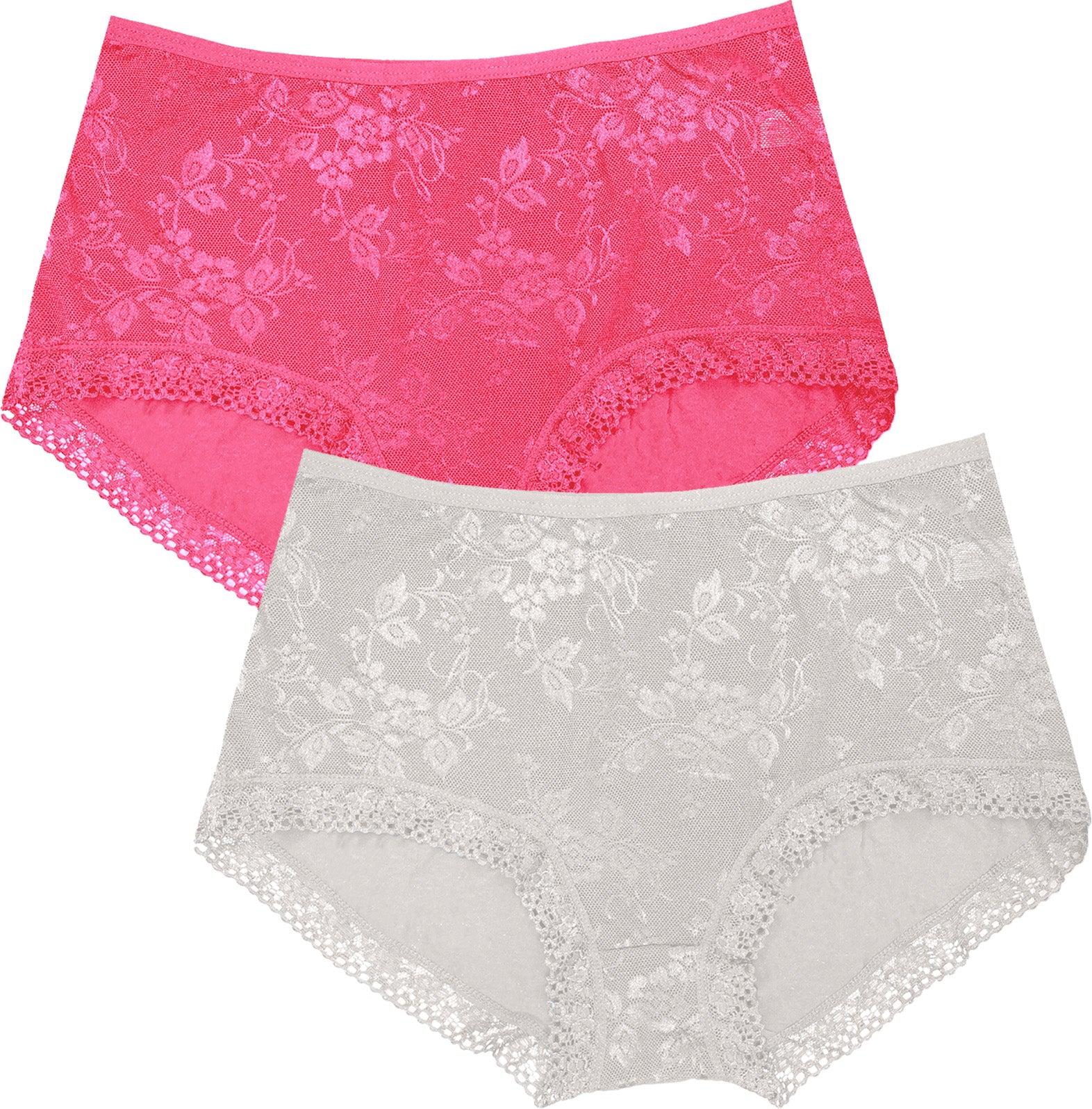 Dressably Women Girls Full Coverage Lace Hipster Panty Underwear Briefs (Pack of 2)