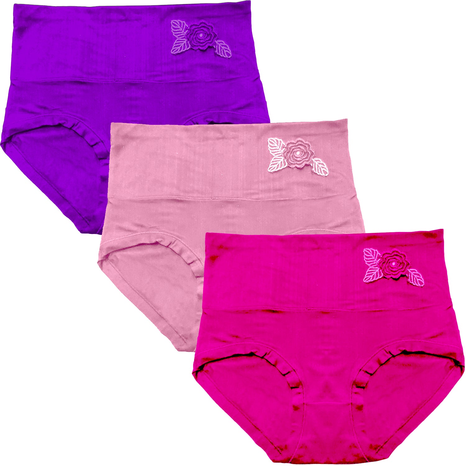 Dressably Women's Multicolor Nylon Cotton High Waist Tummy Control Panty (Pack of 3)