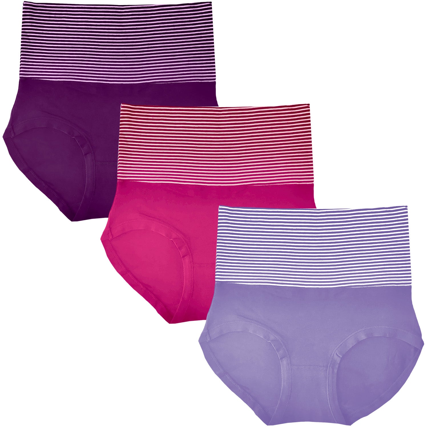 DRESSABLY Women's Combed Cotton High Waist Tummy Control Panty (Pack of 3)