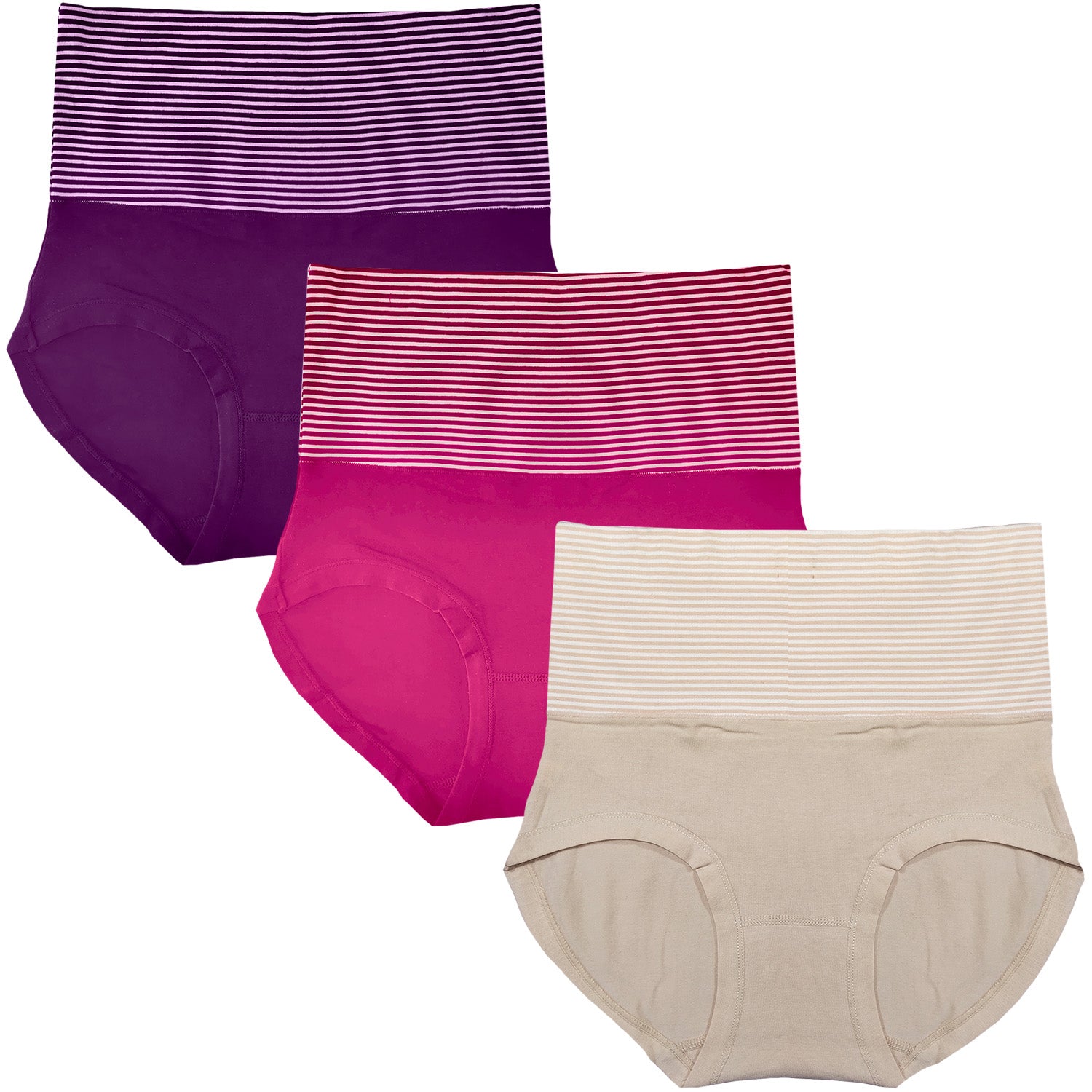 DRESSABLY Women's Combed Cotton High Waist Tummy Control Panty (Pack of 3)