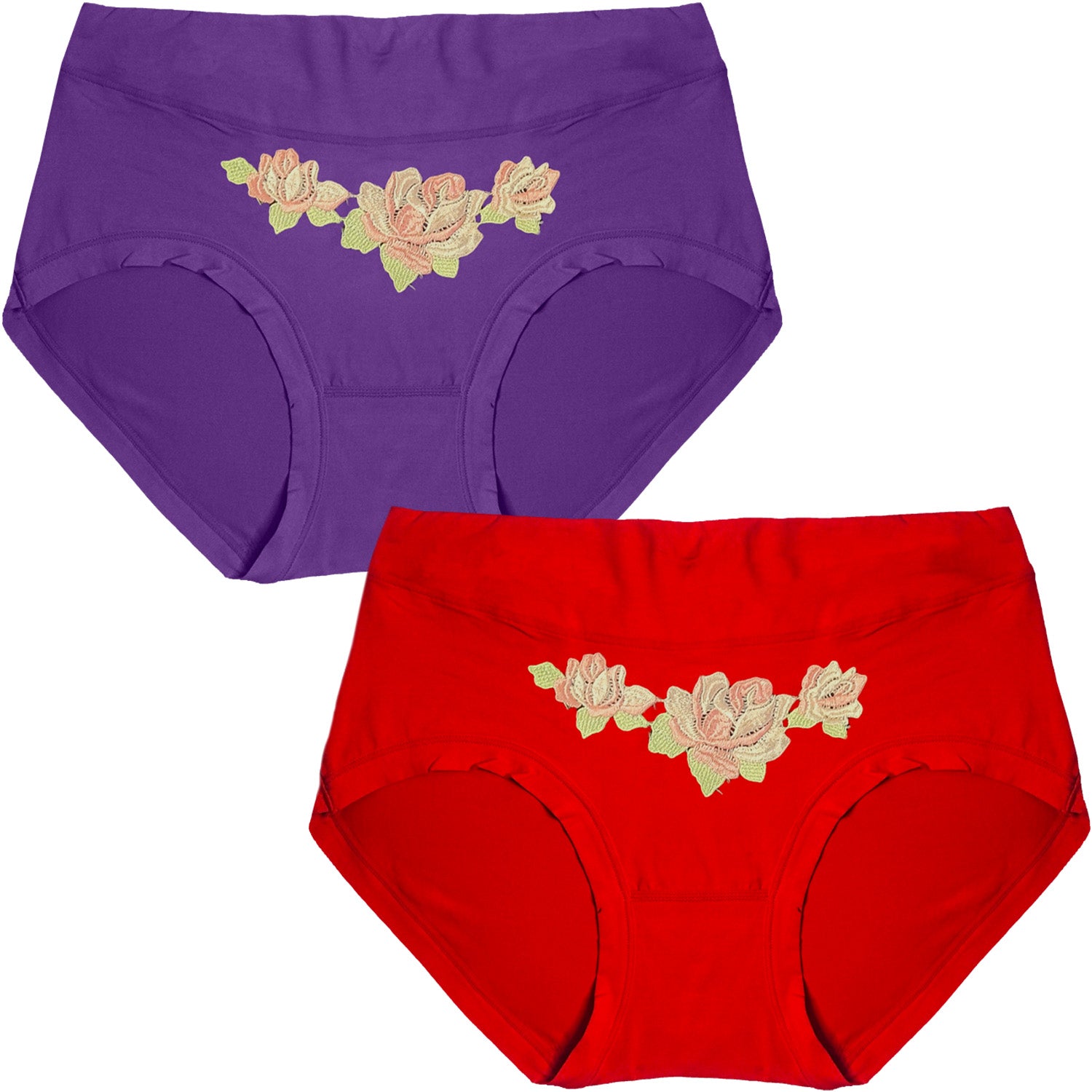 Dressably Women's Nylon Cotton High Waist Tummy Control Panty (Pack of 2)