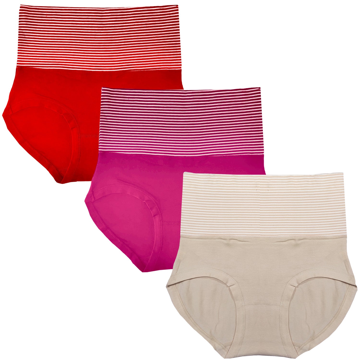 DRESSABLY Women's Combed Cotton High Waist Tummy Control Panty (Pack of 3)