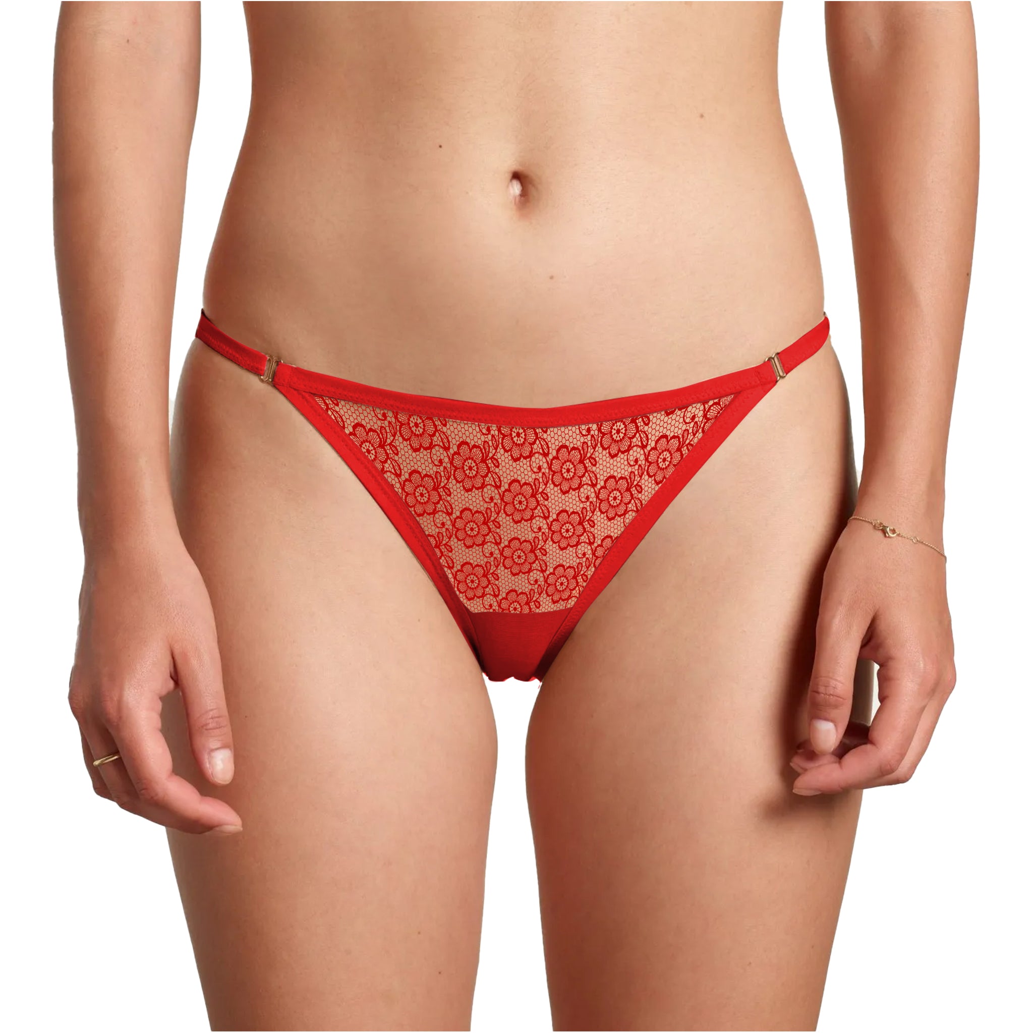 Dressably Women's Lacy Adjustable Free Size Waist Band G-String Thong Panties.