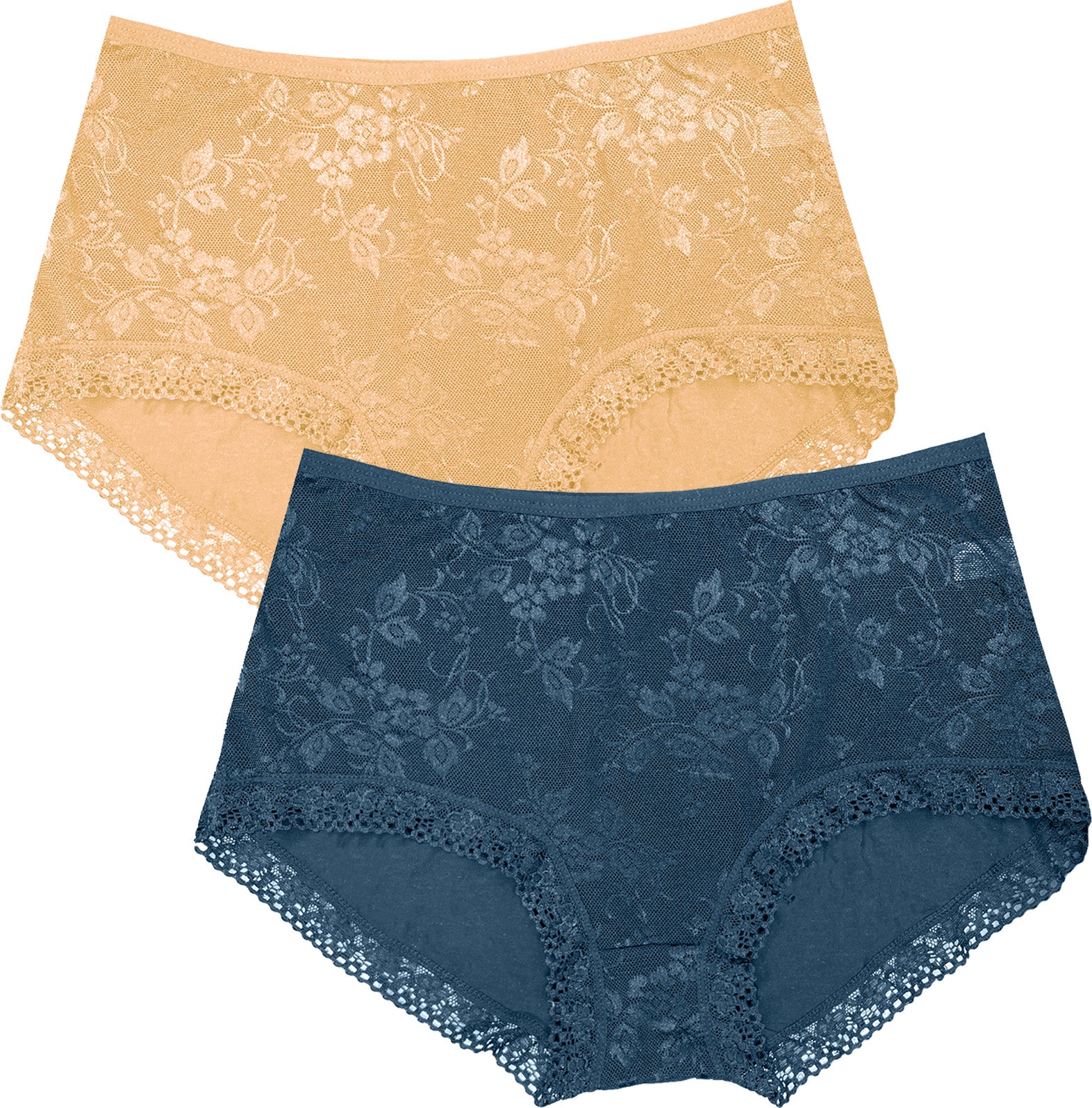 Dressably Women Girls Full Coverage Lace Hipster Panty Underwear Briefs (Pack of 2)