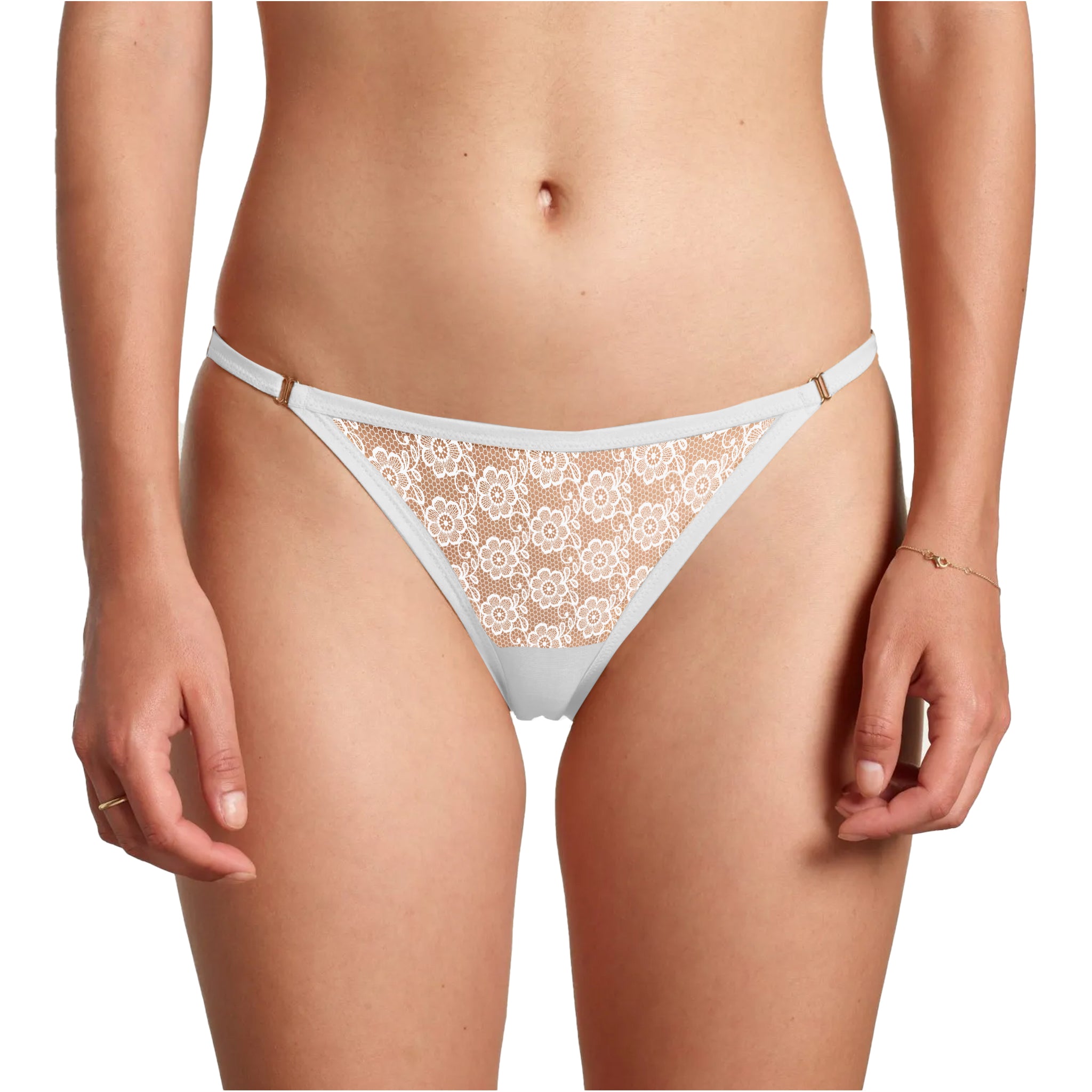 Dressably Women's Lacy Adjustable Free Size Waist Band G-String Thong Panties.